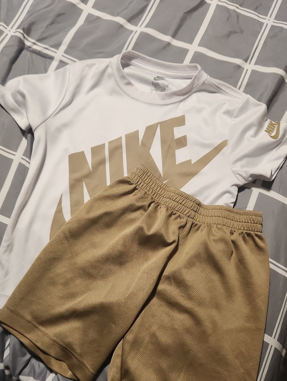Nike Kids Tan Athletic Shorts - Neutral Performance Style